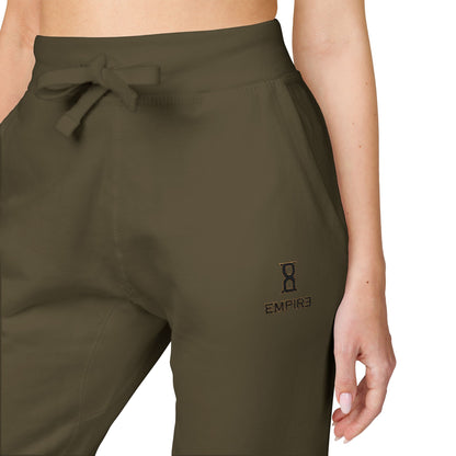 Embroidered Fleece Sweatpants — Cozy Olive Joggers