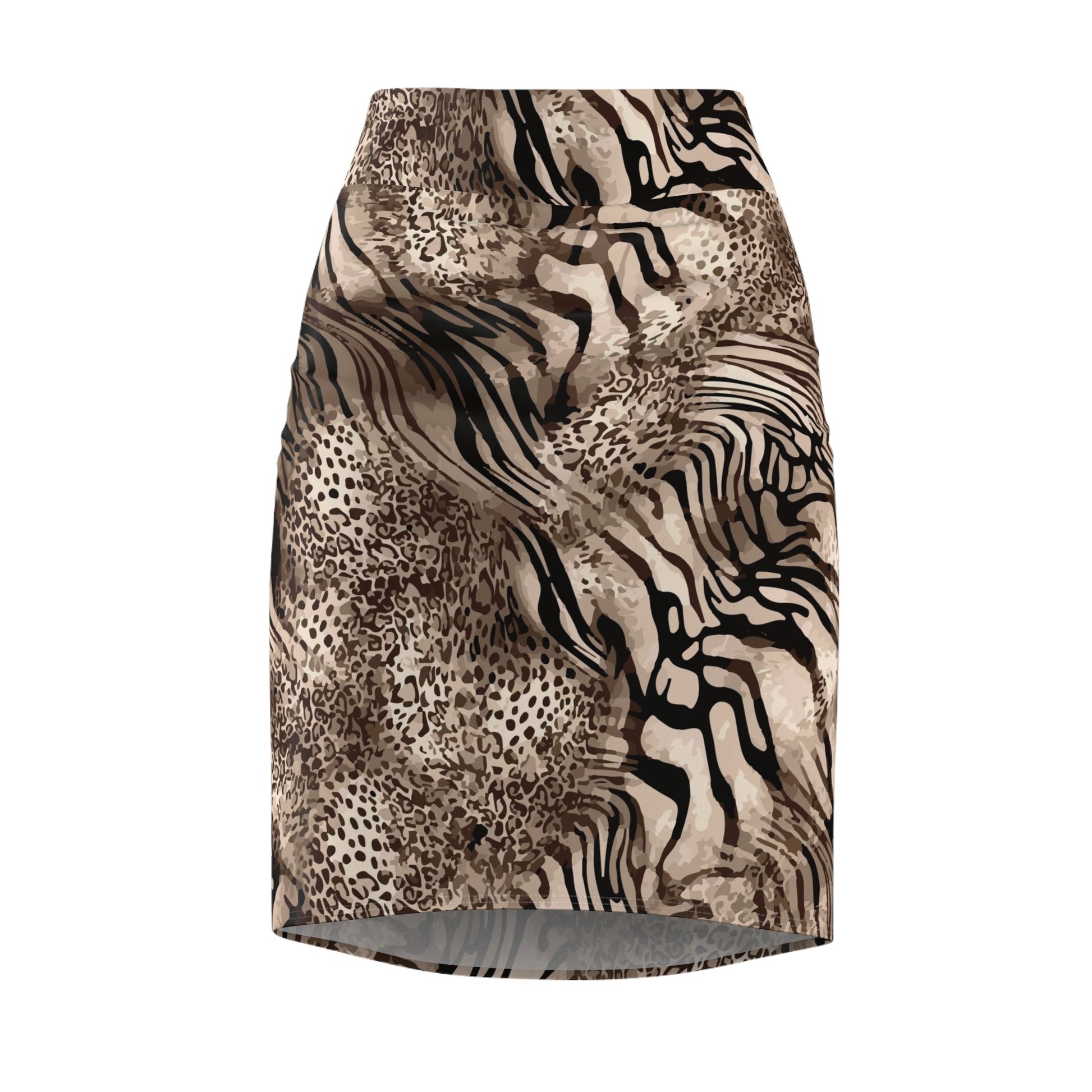 Animal Print Pencil Skirt — Beige Zebra & Leopard Pattern - EMPIRE 8