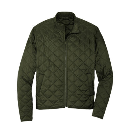 Men’s Quilted Full-Zip Jacket – Minimal Embroidered Logo Coat