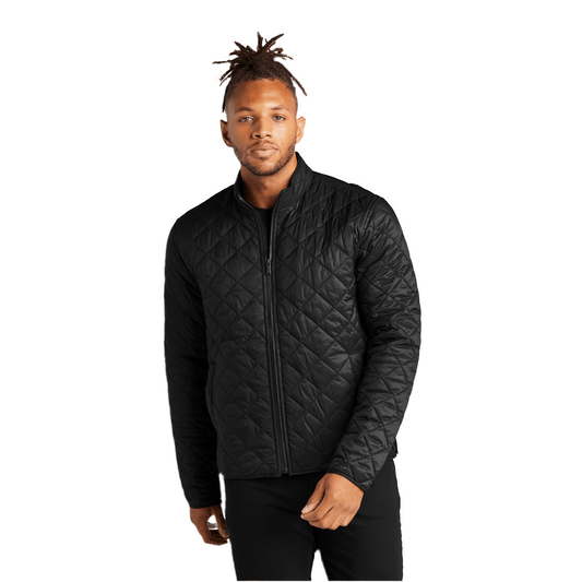 Men’s Quilted Full-Zip Jacket – Minimal Embroidered Logo Coat