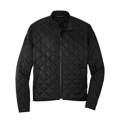 Men’s Quilted Full-Zip Jacket – Minimal Embroidered Logo Coat