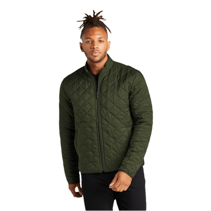 Men’s Quilted Full-Zip Jacket – Minimal Embroidered Logo Coat